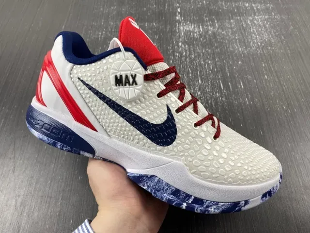 Nike Blanc Marine Haut Tricot Texturé Multicouche Cage Synthétique Chaussures de Basket 4