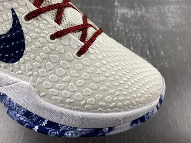 Nike Blanc Marine Haut Tricot Texturé Multicouche Cage Synthétique Chaussures de Basket 6