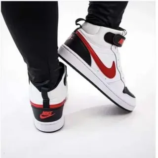 Nike White Pink High-Top Strap-Closure Lifestyle Sneakers 2