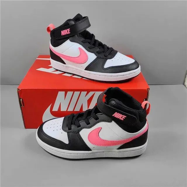 Nike White Pink High-Top Strap-Closure Lifestyle Sneakers 10