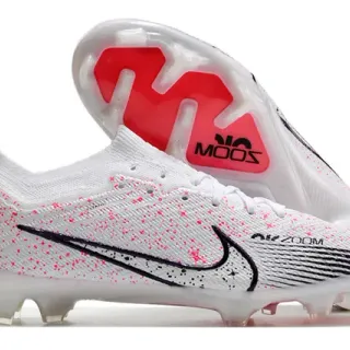 Nike White Pink Knit Upper Speckled Print Firm-Ground Soccer Shoes