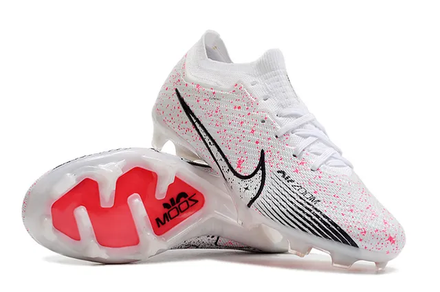Nike White Pink Knit Upper Speckled Print Firm-Ground Soccer Shoes 2