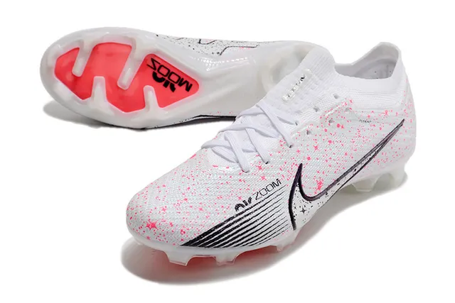 Nike White Pink Knit Upper Speckled Print Firm-Ground Soccer Shoes 3