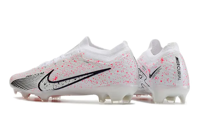 Nike White Pink Knit Upper Speckled Print Firm-Ground Soccer Shoes 4