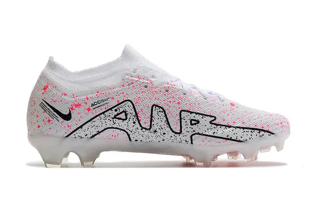 Nike White Pink Knit Upper Speckled Print Firm-Ground Soccer Shoes 5