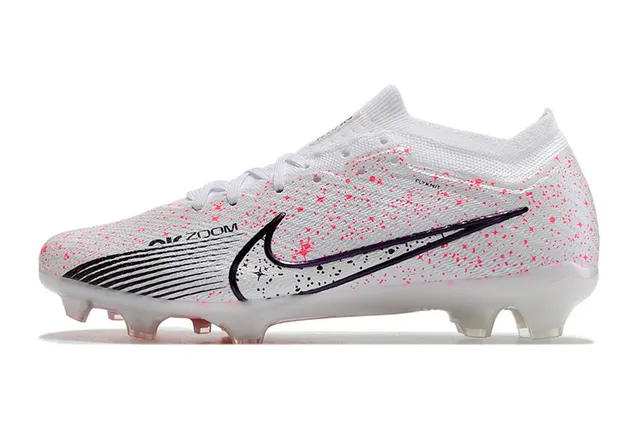 Nike White Pink Knit Upper Speckled Print Firm-Ground Soccer Shoes 6