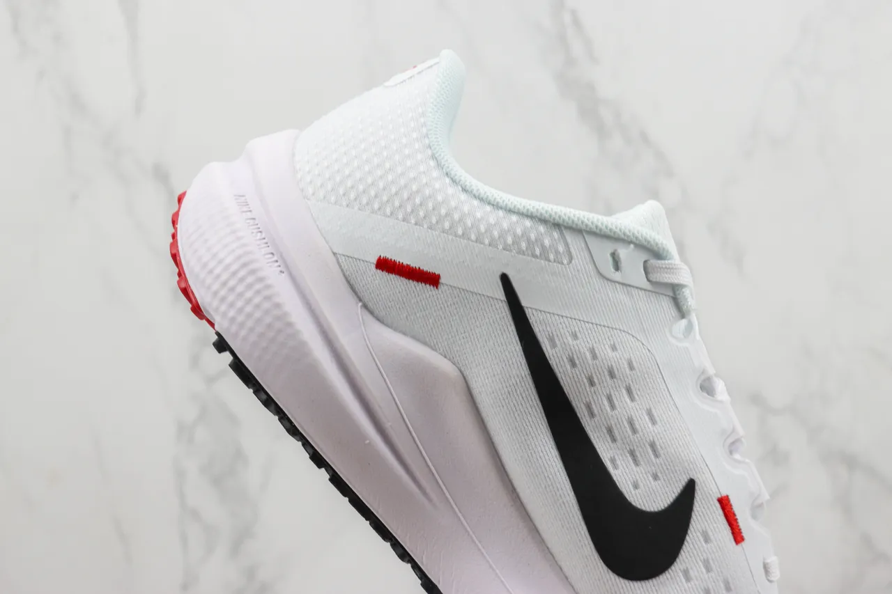 Nike White Red Engineered Mesh Upper Black Swoosh Branding Running Shoes 5