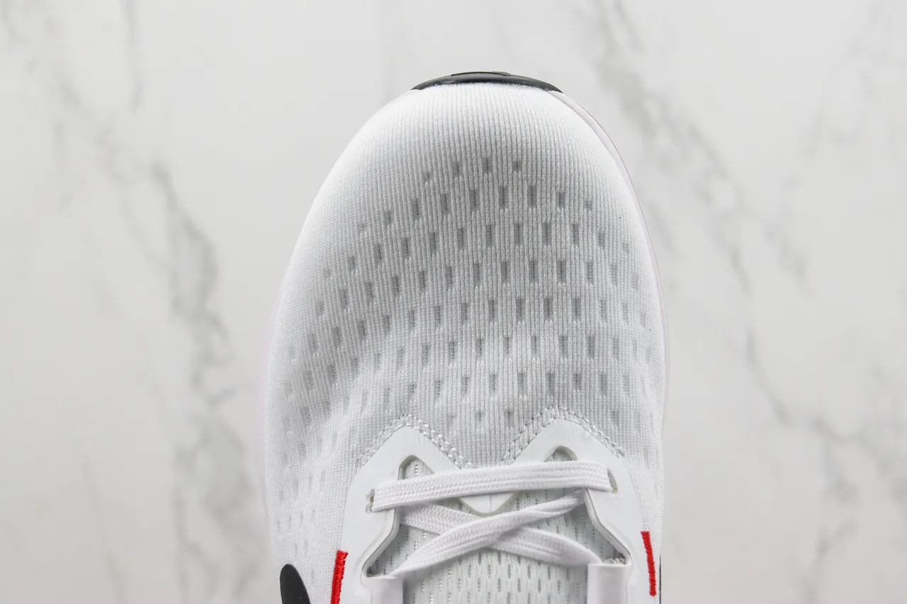 Nike White Red Engineered Mesh Upper Black Swoosh Branding Running Shoes 6