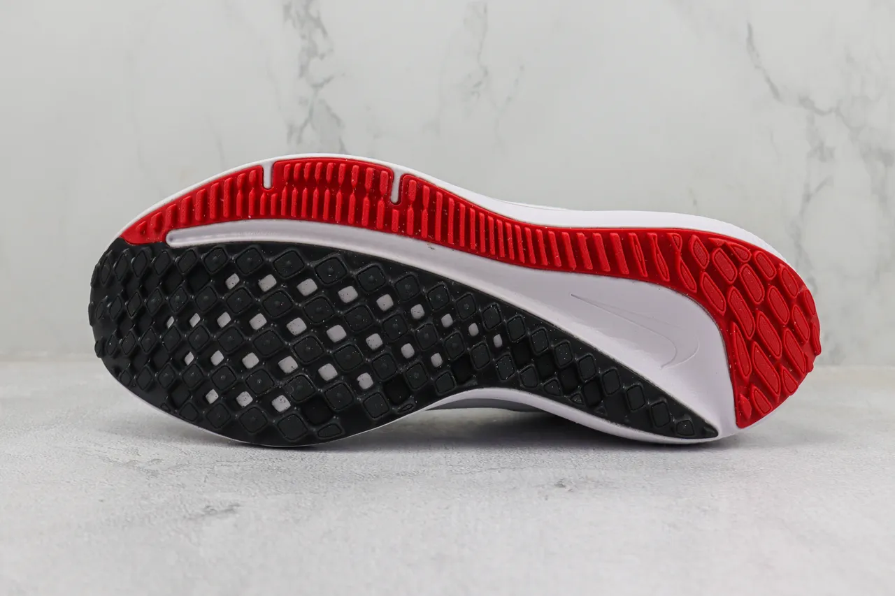 Nike White Red Engineered Mesh Upper Black Swoosh Branding Running Shoes 8