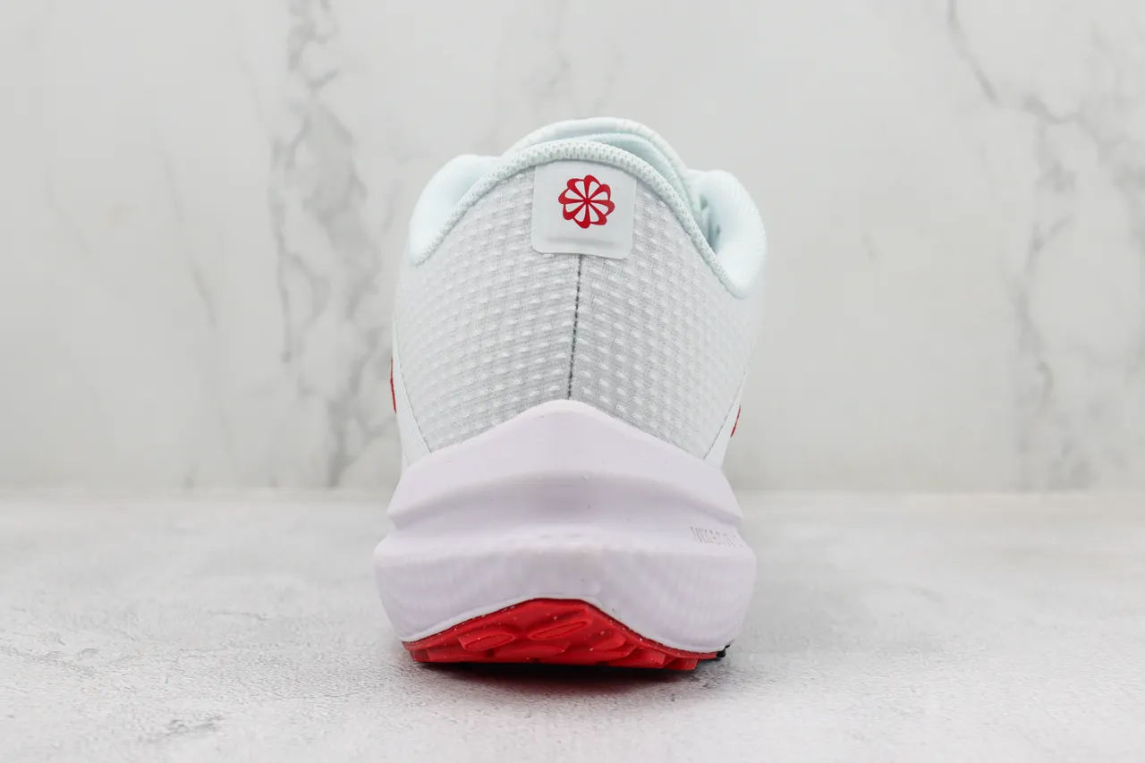 Nike White Red Engineered Mesh Upper Black Swoosh Branding Running Shoes 9