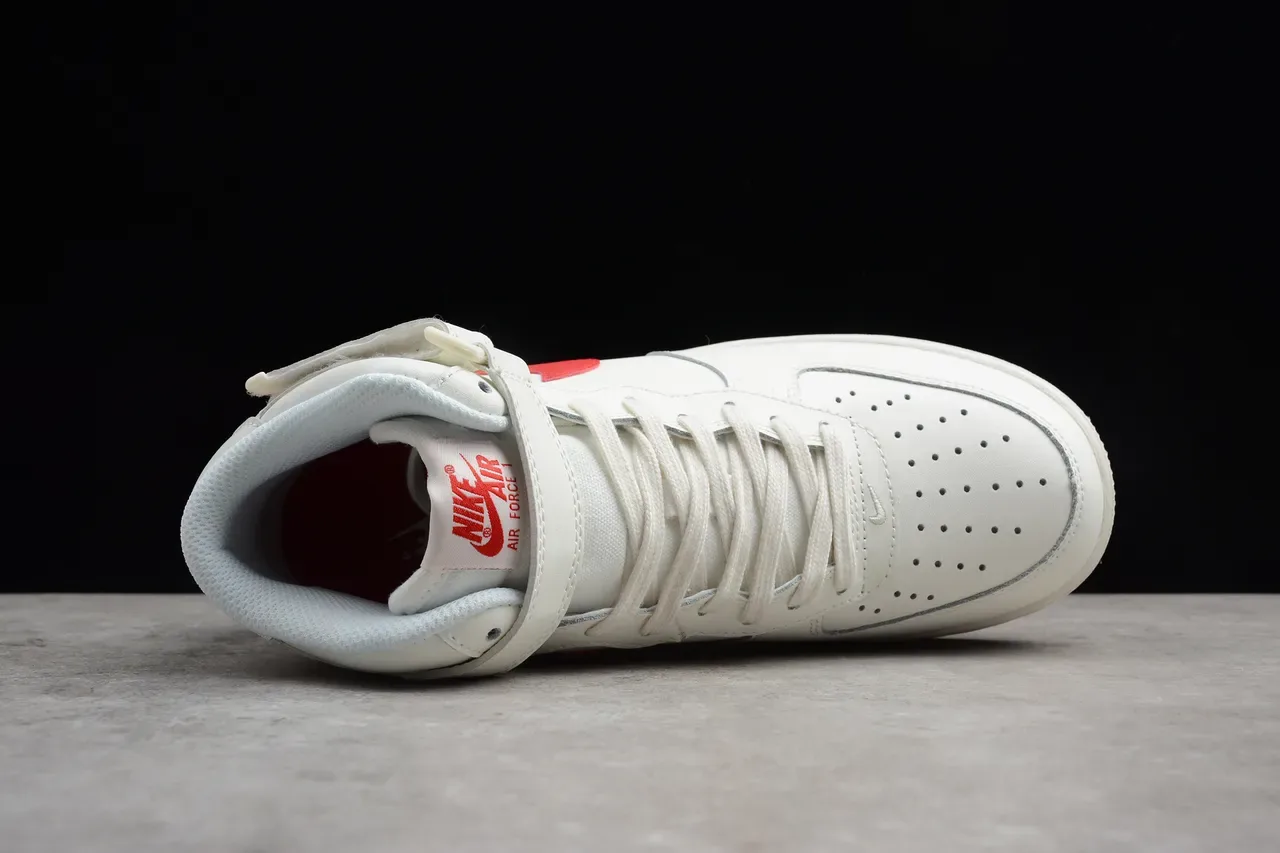 Nike White Red High-Top Ankle Strap Lifestyle Sneakers 4