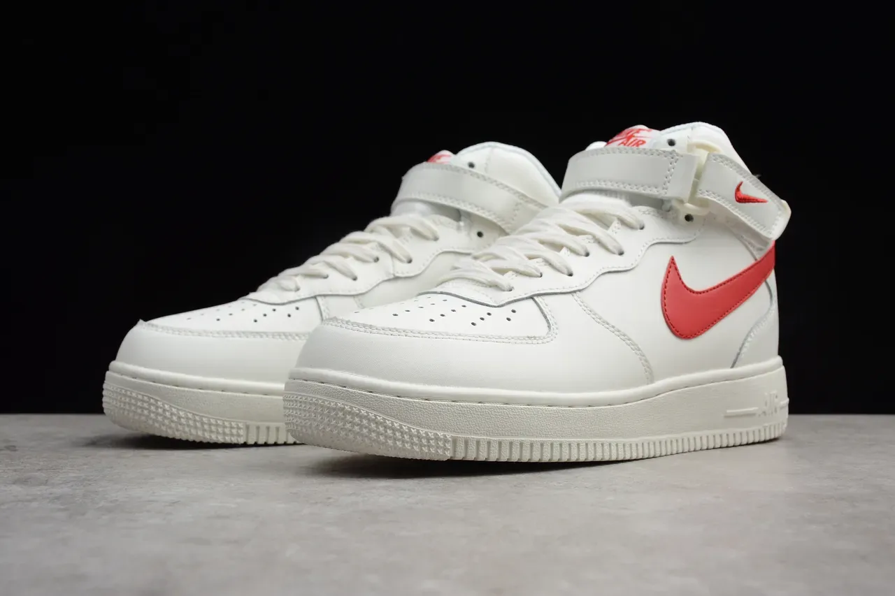 Nike White Red High-Top Ankle Strap Lifestyle Sneakers 5
