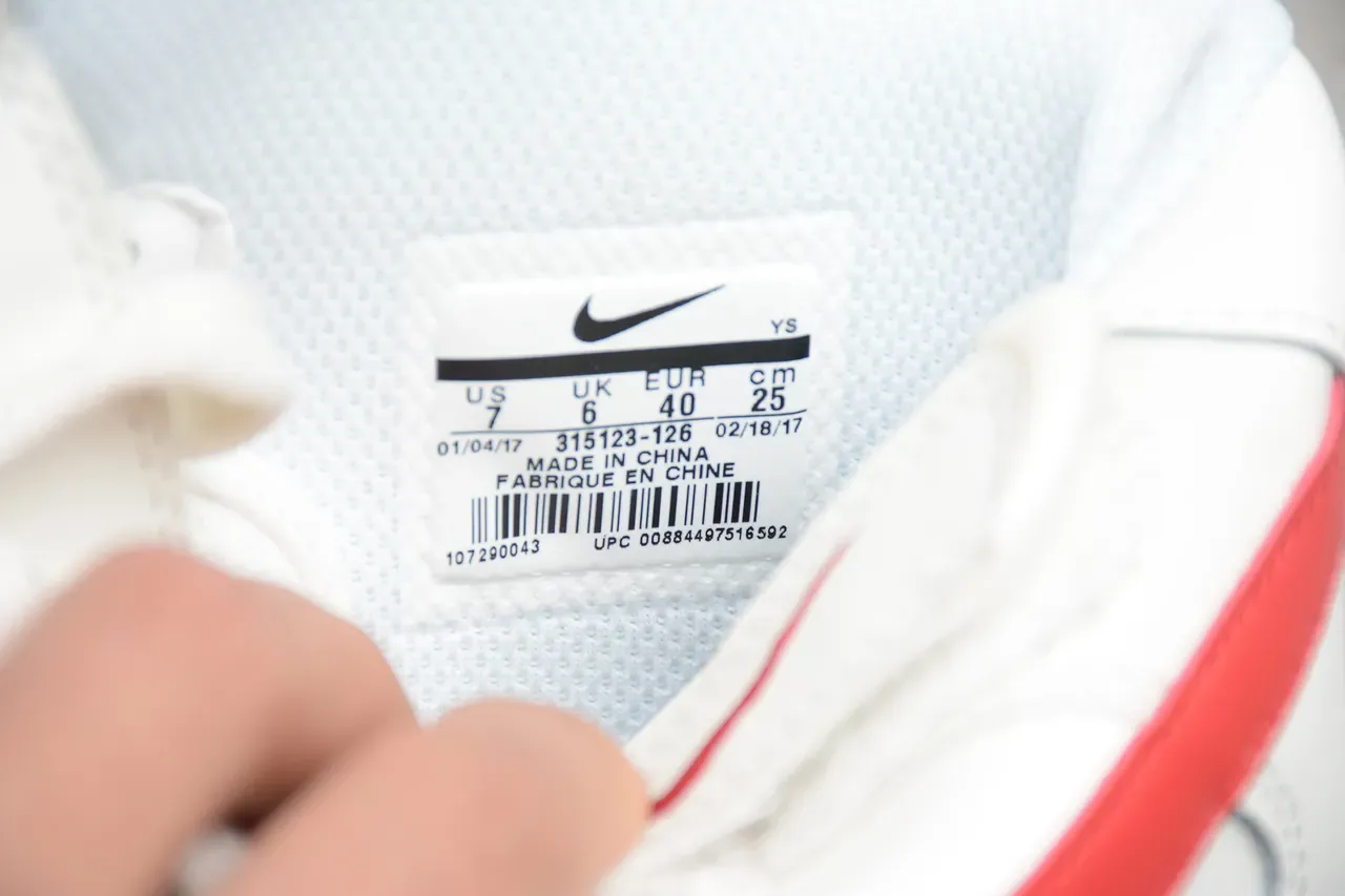 Nike White Red High-Top Ankle Strap Lifestyle Sneakers 7