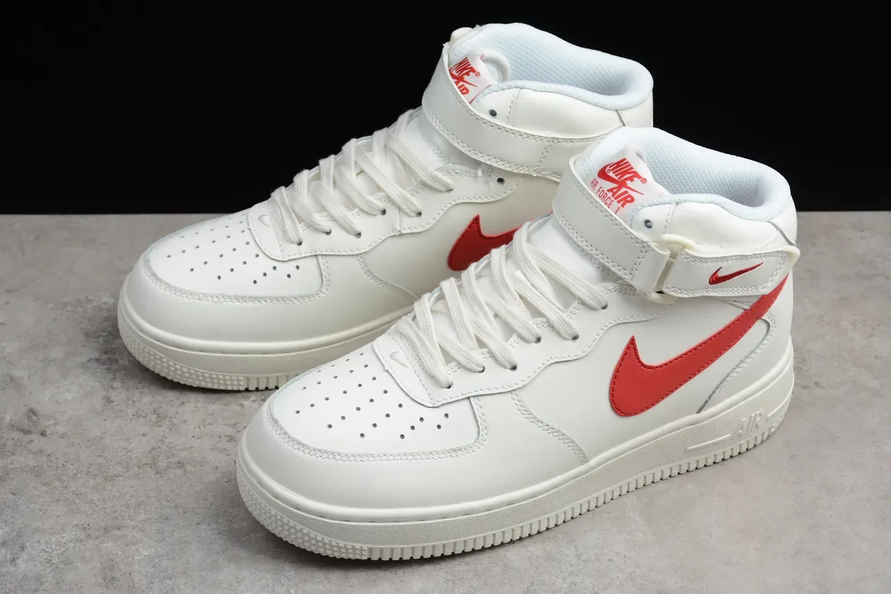 Nike White Red High-Top Ankle Strap Lifestyle Sneakers 12