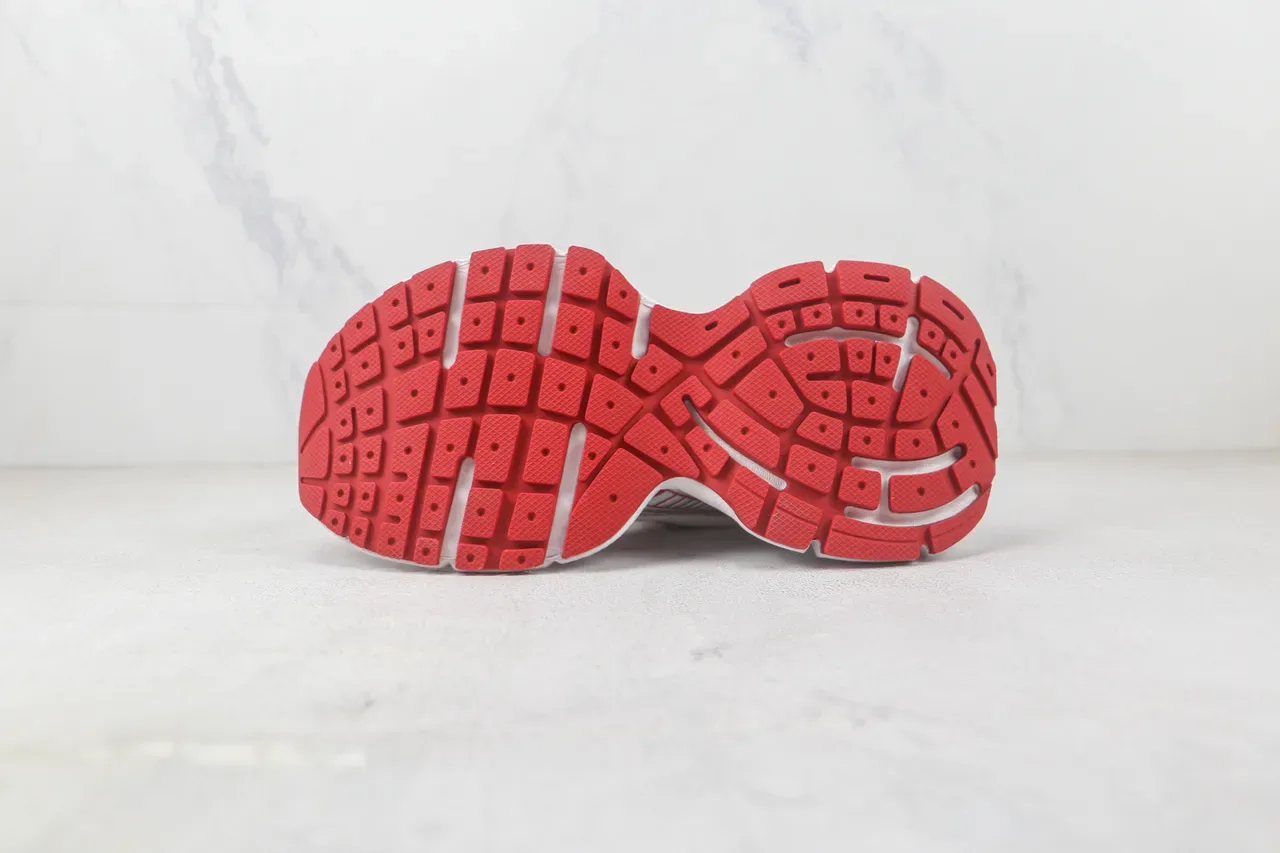 Nike Branco Vermelho Camadas Sintéticas Grade Sobreposições Respirável Malha Parte Superior Tênis Chunky 8