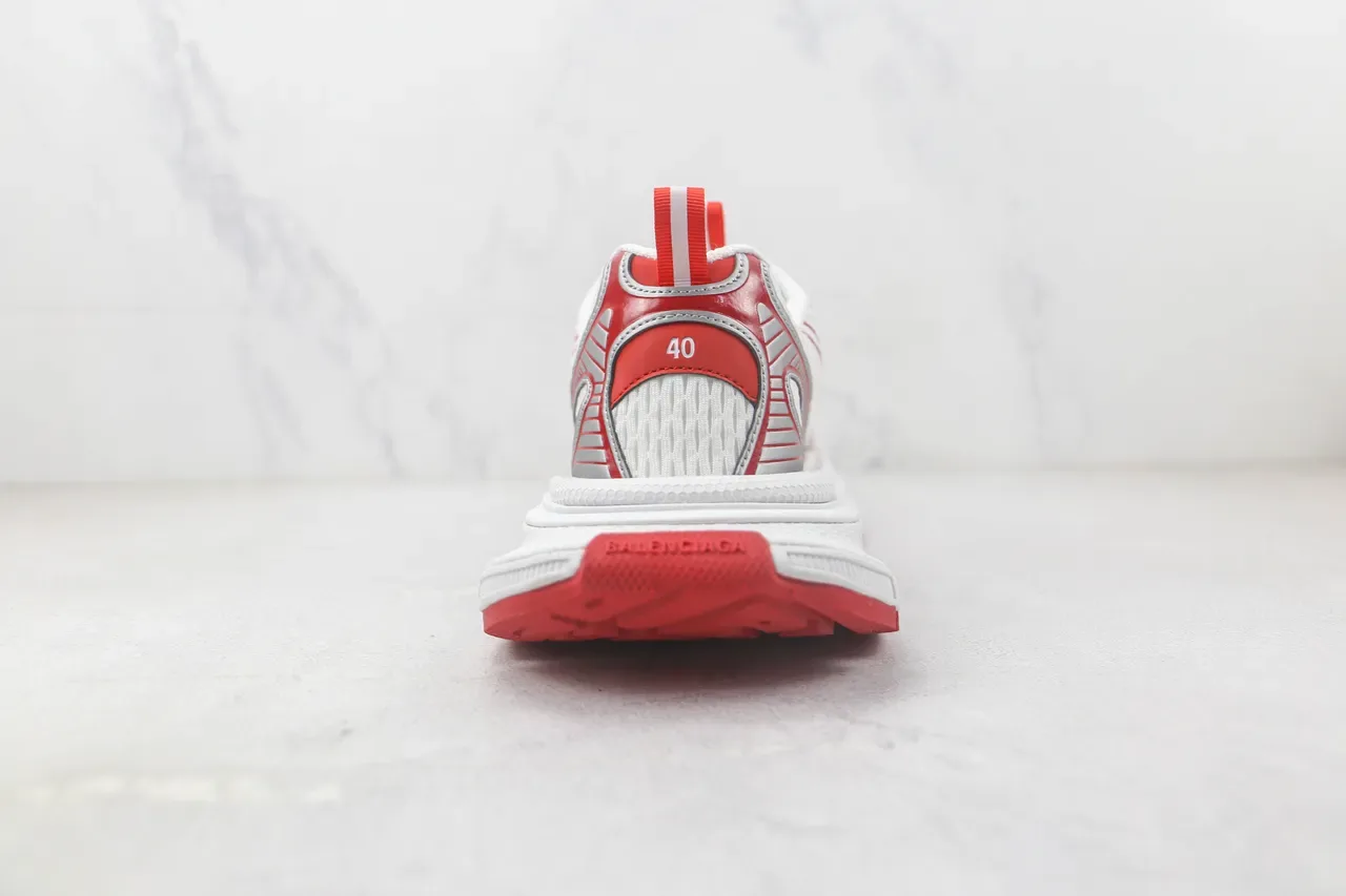 Nike Branco Vermelho Camadas Sintéticas Grade Sobreposições Respirável Malha Parte Superior Tênis Chunky 9