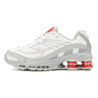 Nike White Red Mesh And Synthetic Overlay Upper Visible Shox Heel Springs Lifestyle Sneakers