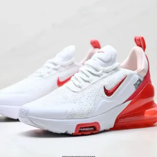 Nike Branco Vermelho Perfurado Malha Superior Bloqueio de Cor Dupla Tom Tênis Lifestyle