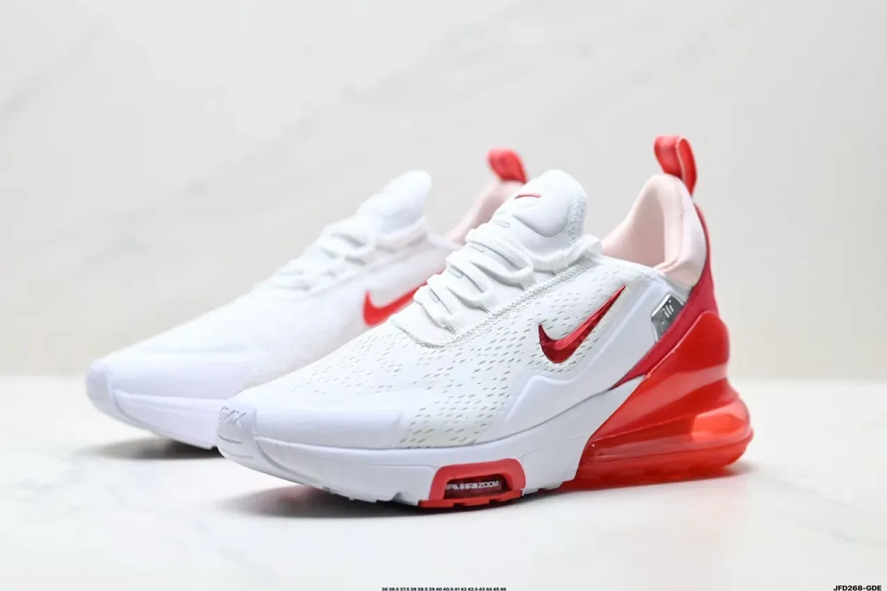 Nike White Red Perforated Mesh Upper Dual-Tone Color Blocking Lifestyle Sneakers 1
