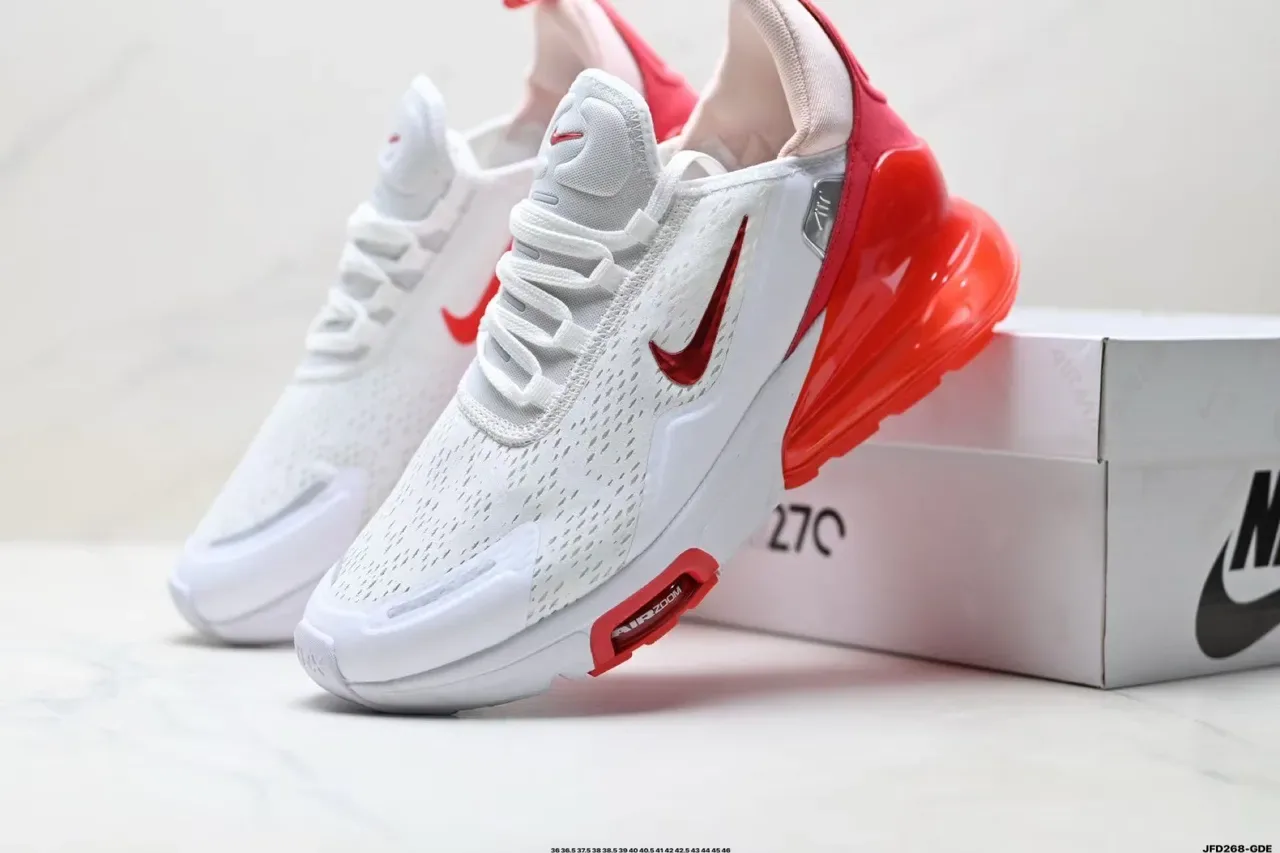 Nike White Red Perforated Mesh Upper Dual-Tone Color Blocking Lifestyle Sneakers 8
