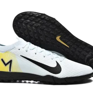 Nike White Yellow Knit Upper Low-Cut Collar Indoor Soccer Shoes