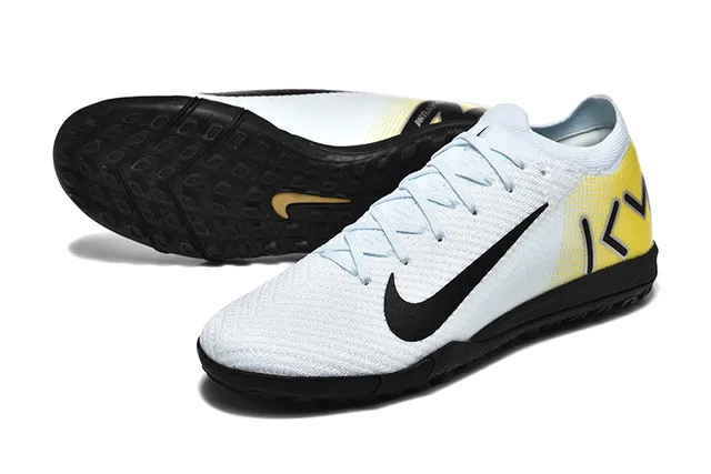 Nike chaussures de soccer indoor avec upper en tricot blanc et jaune, col bas 6