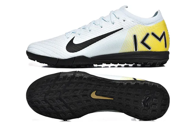 Nike chaussures de soccer indoor avec upper en tricot blanc et jaune, col bas 9