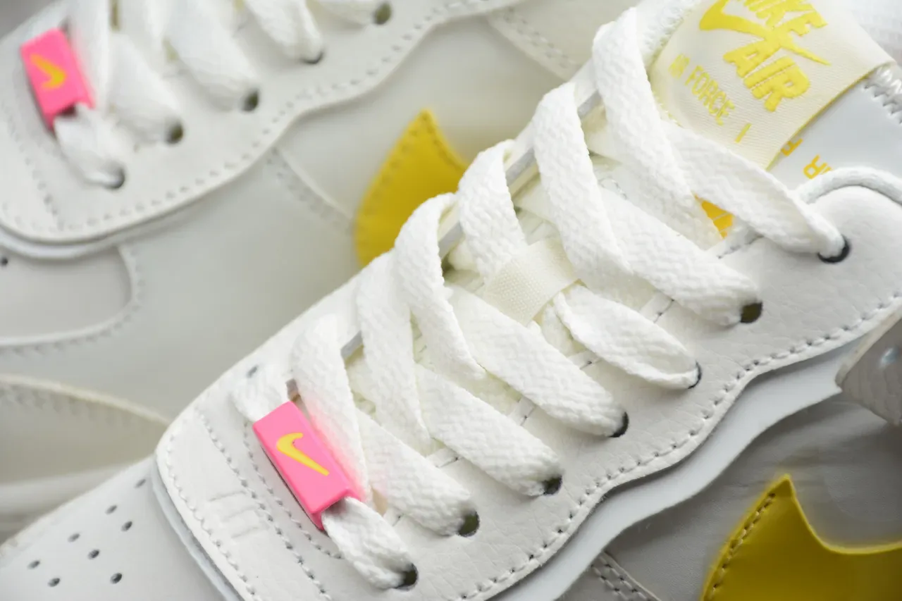 Nike White Yellow Low-Top Platform Sole Lifestyle Sneakers 9