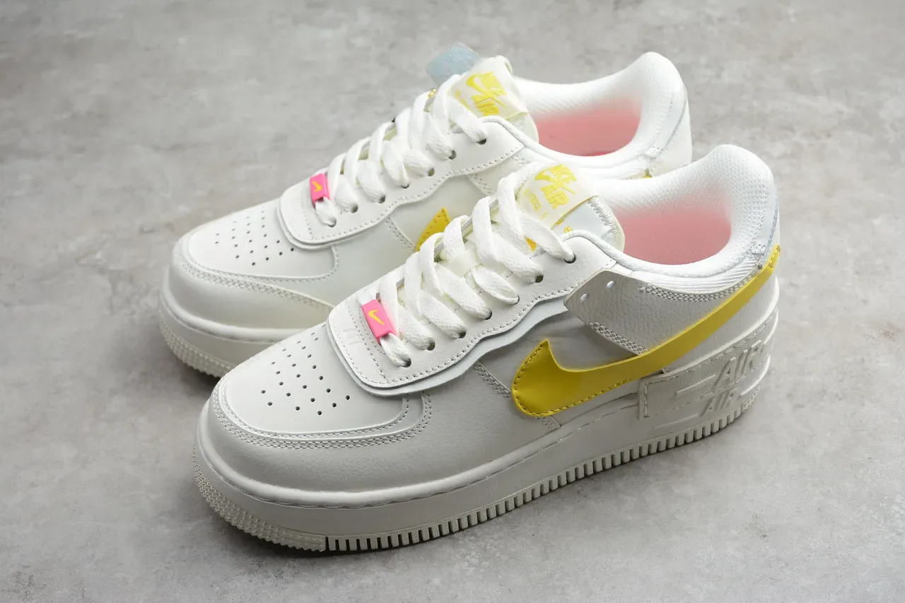 Nike White Yellow Low-Top Platform Sole Lifestyle Sneakers 11