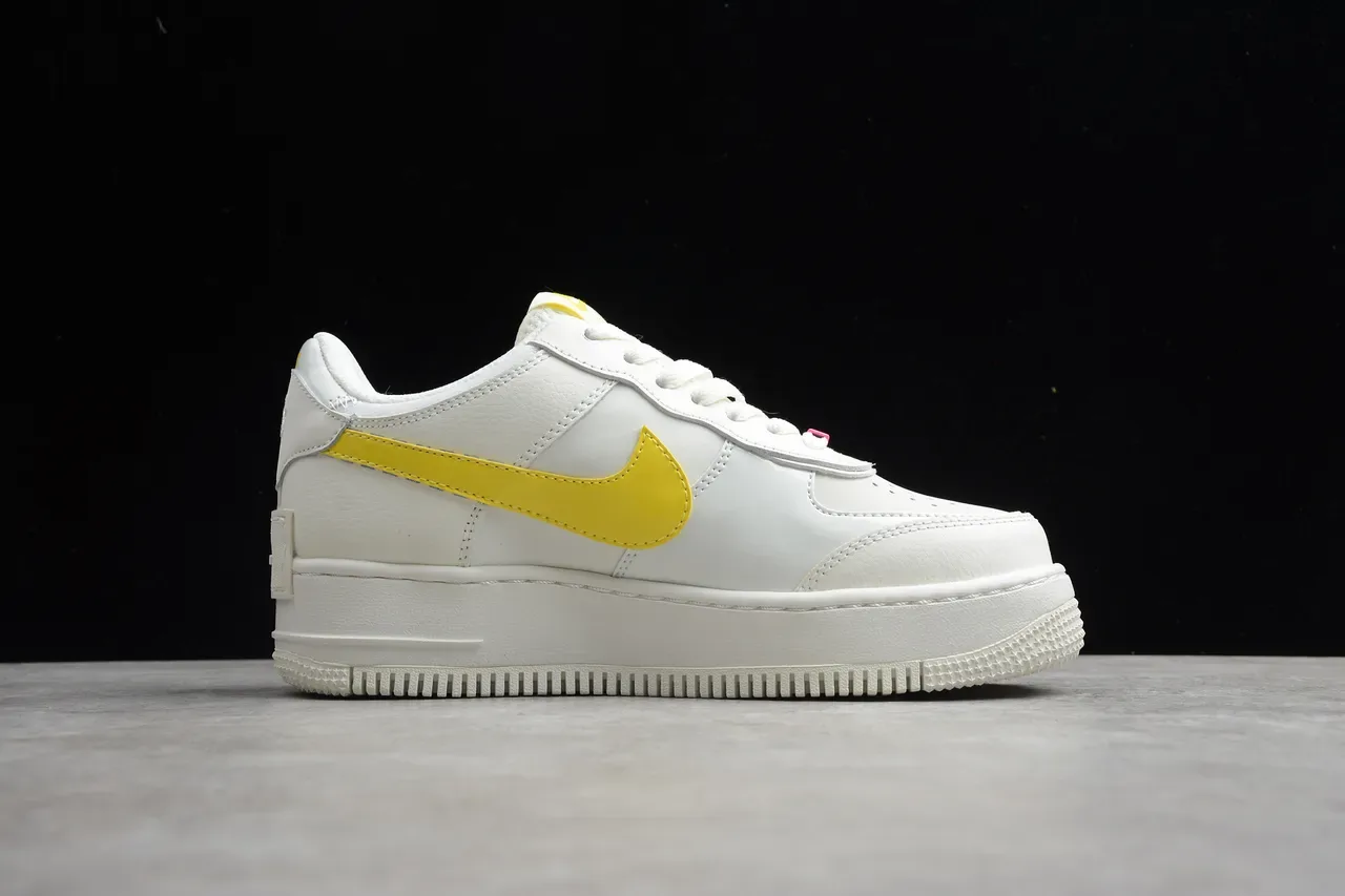 Nike White Yellow Low-Top Platform Sole Lifestyle Sneakers 15