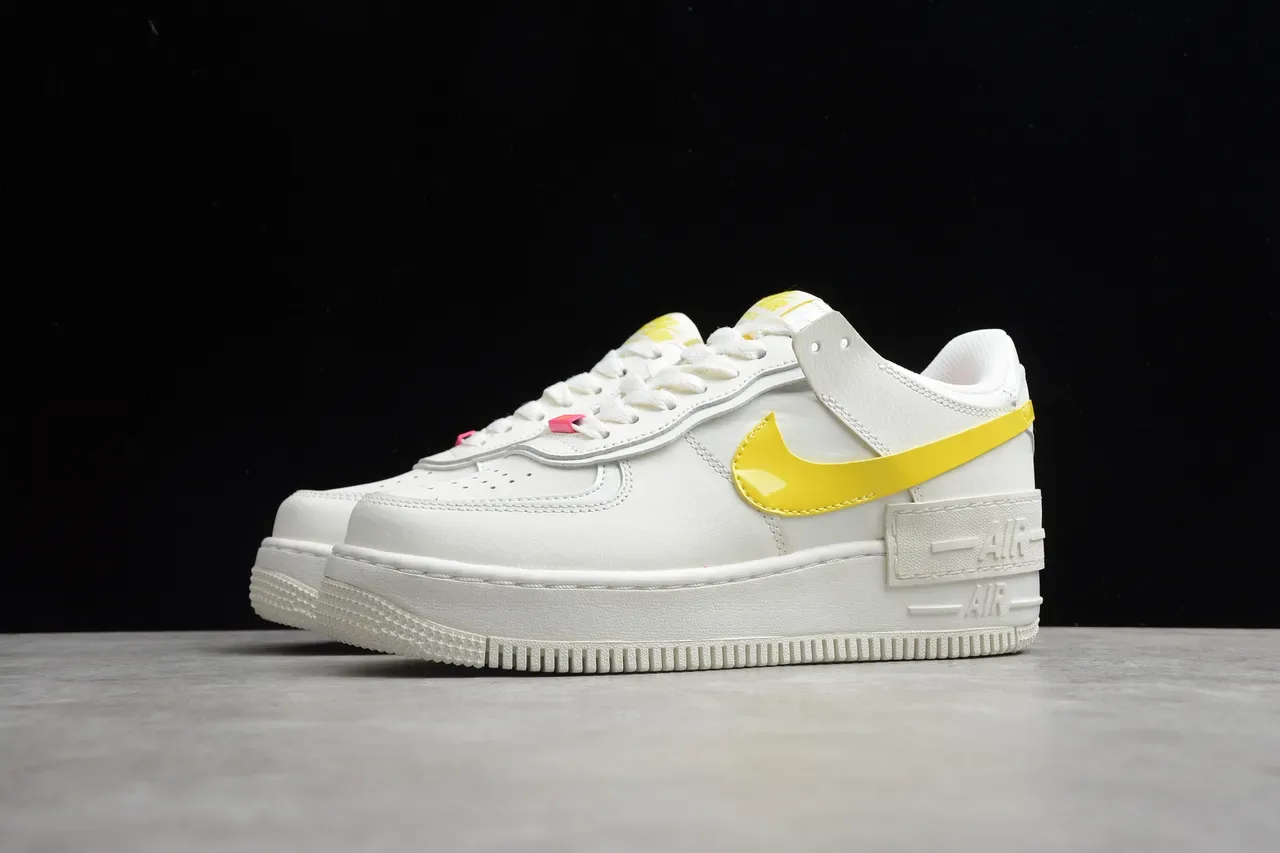 Nike White Yellow Low-Top Platform Sole Lifestyle Sneakers 16