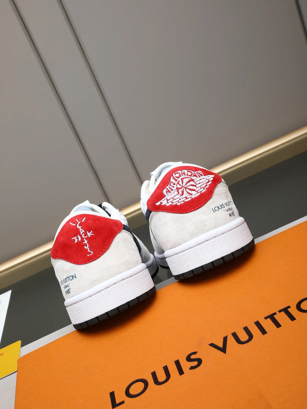 Nike x Louis Vuitton Air Jordan 1 Low Monogram White Navy Lifestyle Sneakers 4