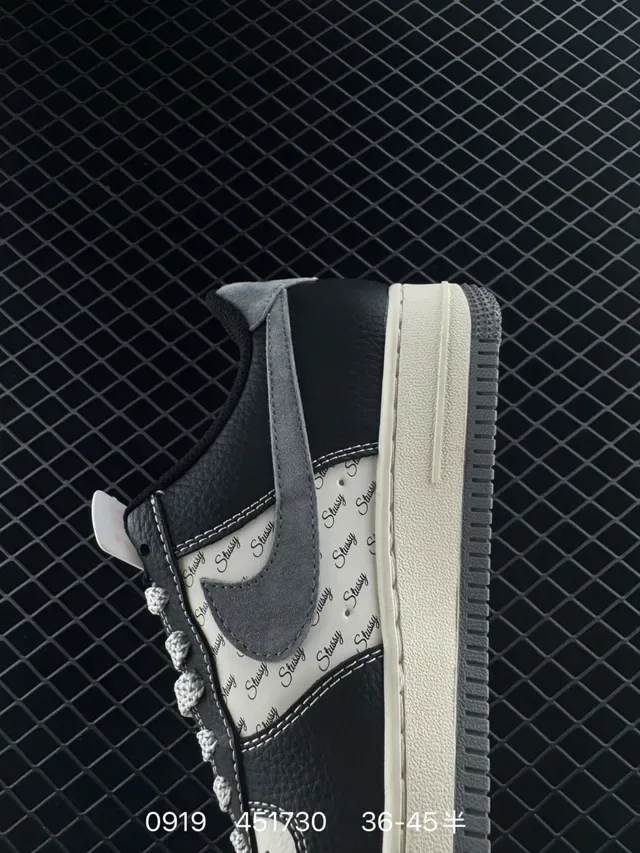 Nike x Stussy Air Force 1 Low Black Cream Lifestyle Sneakers 6