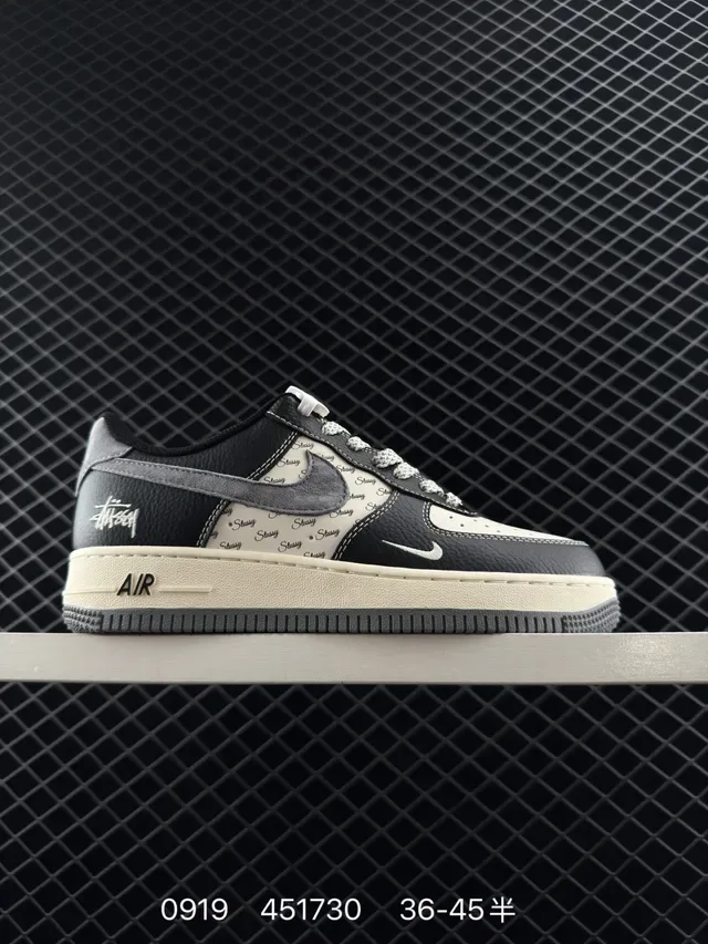 Nike x Stussy Air Force 1 Low Black Cream Lifestyle Sneakers 7