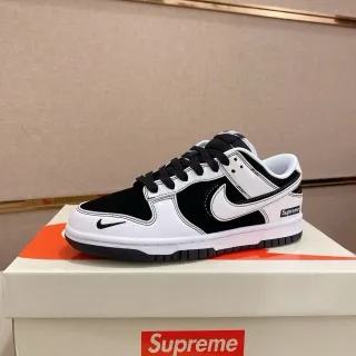 Nike x Supreme Dunk Low काला सफेद स्केटबोर्ड जूते