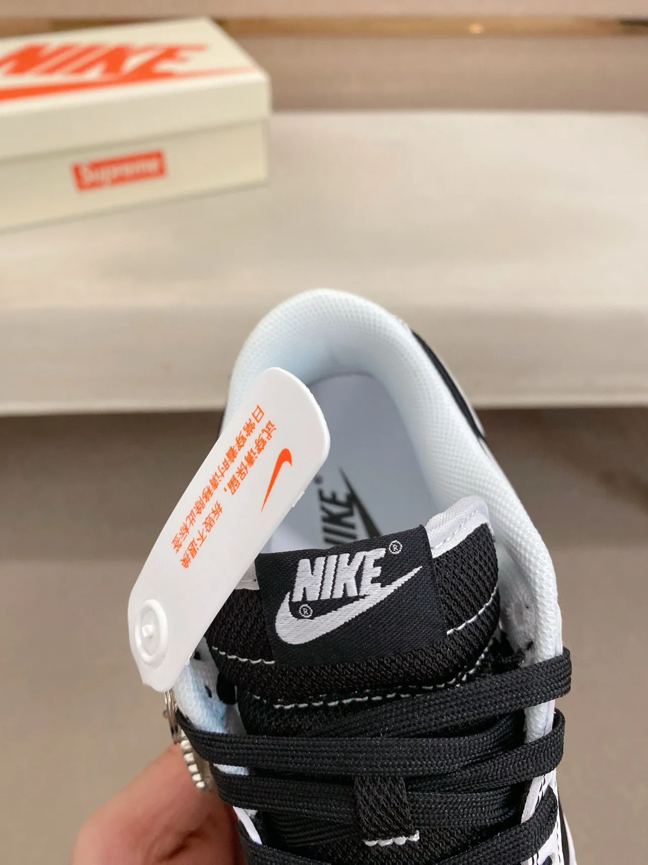Nike x Supreme Dunk Low Black White Skateboard Shoes 6