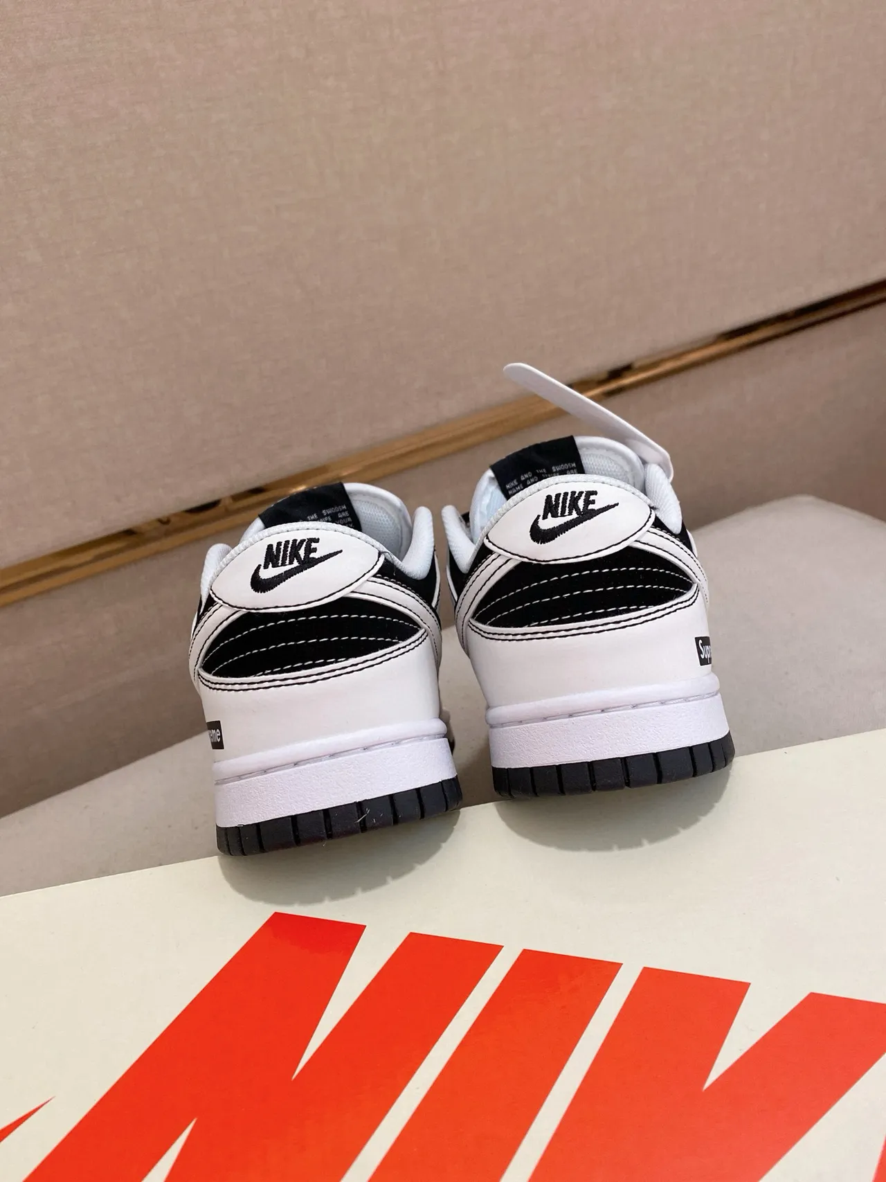 Nike x Supreme Dunk Low Black White Skateboard Shoes 8
