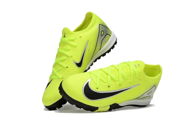 Nike Amarelo Preto Low-Cut Flyknit Upper Turf Sapatos de Futebol 2