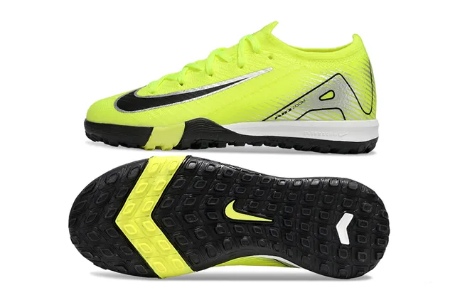 Nike Amarelo Preto Low-Cut Flyknit Upper Turf Sapatos de Futebol 4