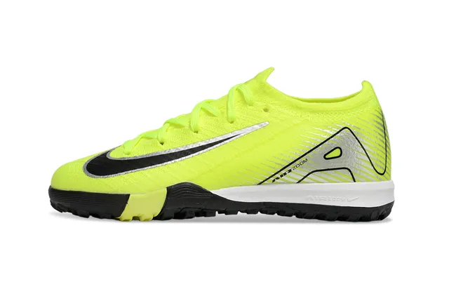 Nike Amarelo Preto Low-Cut Flyknit Upper Turf Sapatos de Futebol 7