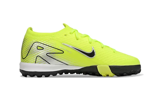 Nike Amarelo Preto Low-Cut Flyknit Upper Turf Sapatos de Futebol 8