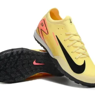 Nike Yellow Black Low-Cut Knit Upper Molded Outsole Turf Soccer Shoes