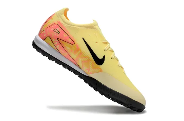 Nike Chaussures de Football Turf Jaune Noir Basse Tige Tricot Semelle Moldée 2