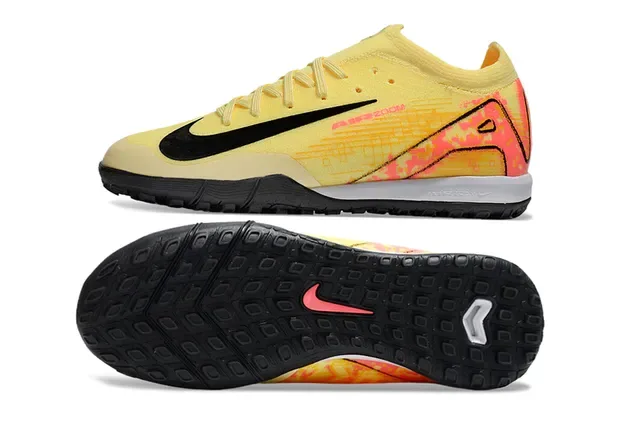 Nike Chaussures de Football Turf Jaune Noir Basse Tige Tricot Semelle Moldée 6