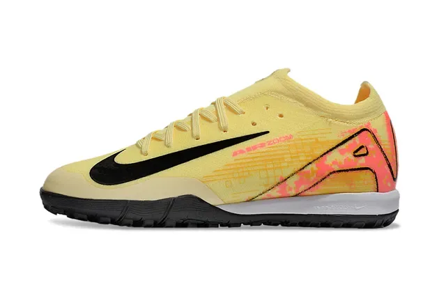 Nike Chaussures de Football Turf Jaune Noir Basse Tige Tricot Semelle Moldée 7