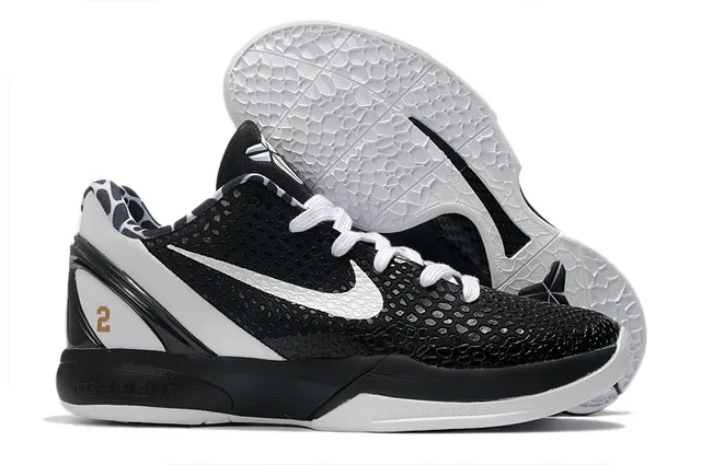 Nike Zoom Kobe II Chaussures de Basketball Noir Blanc Doré 4