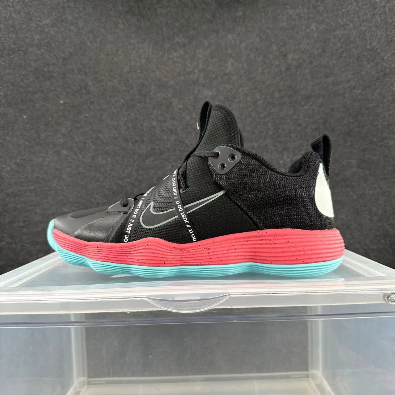 Nike Zoom Rize Preto Vermelho Ciano Tênis de Basquete 2