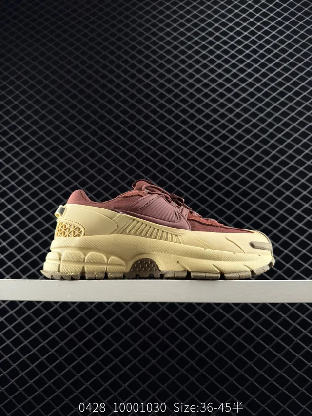 Nike Zoom Vomero Roam Burgundy and Beige Chunky Sneakers 5
