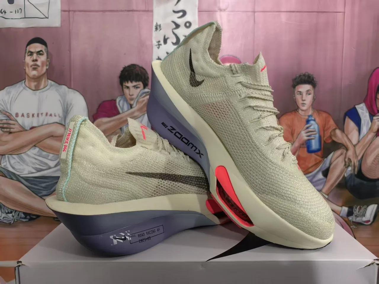 Nike ZoomX Beige Violet Haut en tricot ingénierie Plaque pleine longueur en fibre de carbone Chaussures de course 4