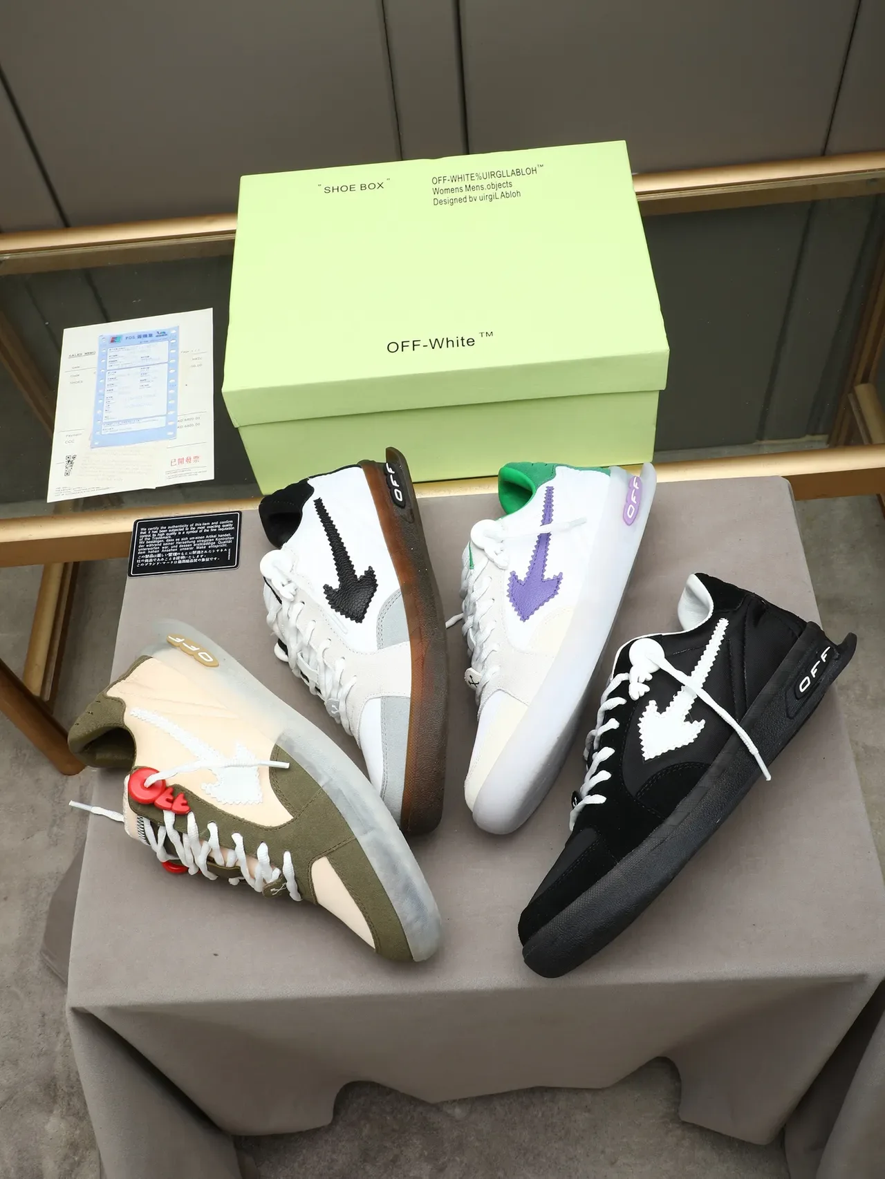 Off-White Arrow Motif White Green Purple Lifestyle Sneakers 2
